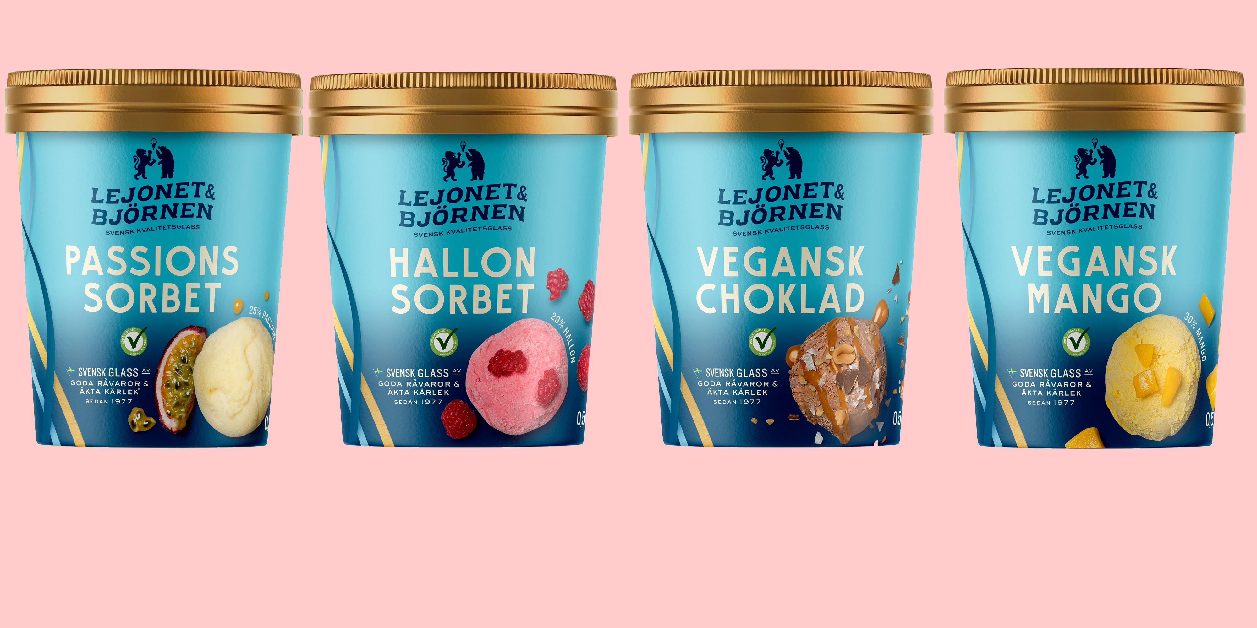 4 förpackningar glass från Lejonet och Björnen