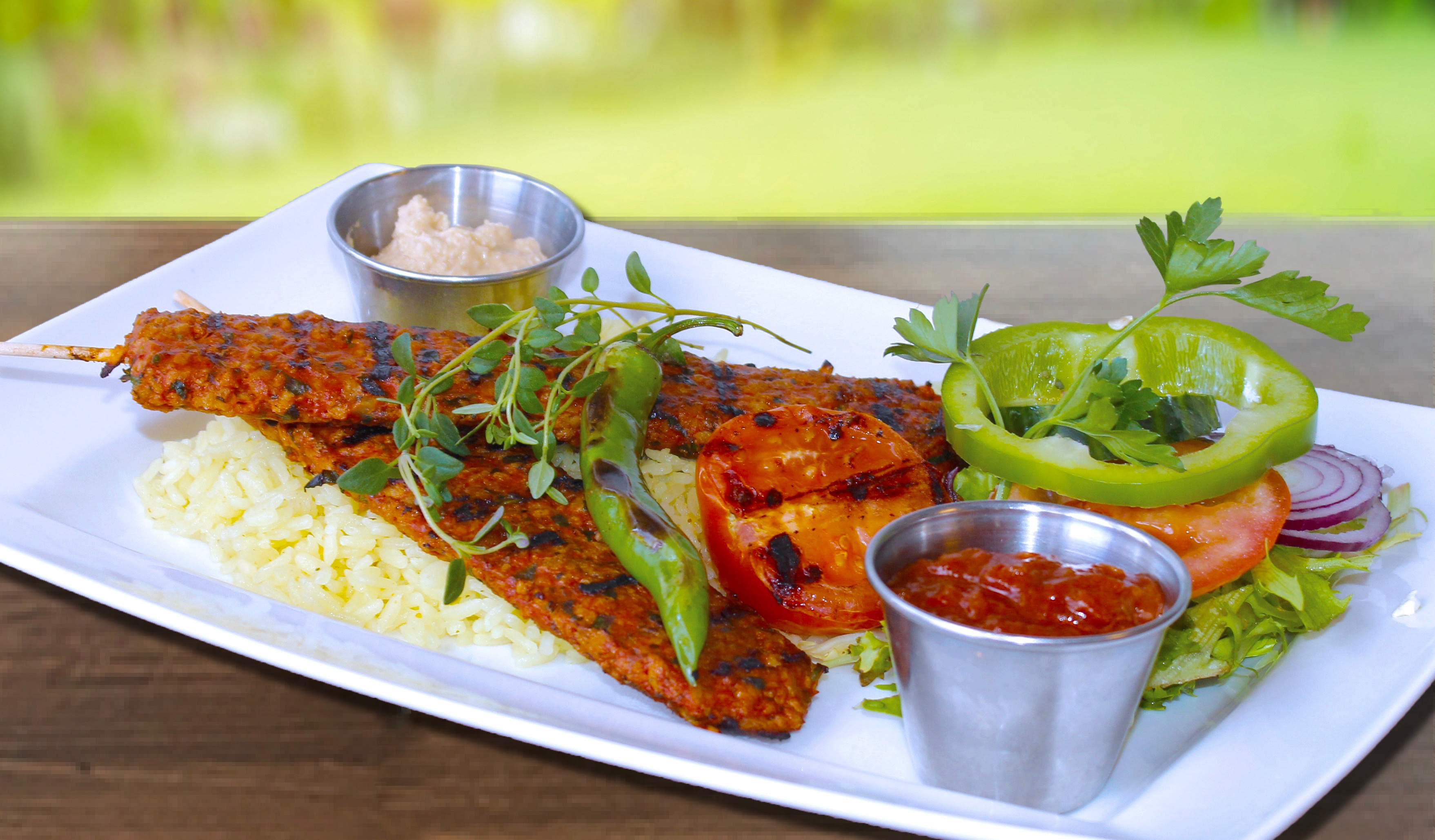 Vegansk souvlaki från Grekiska grill och bar