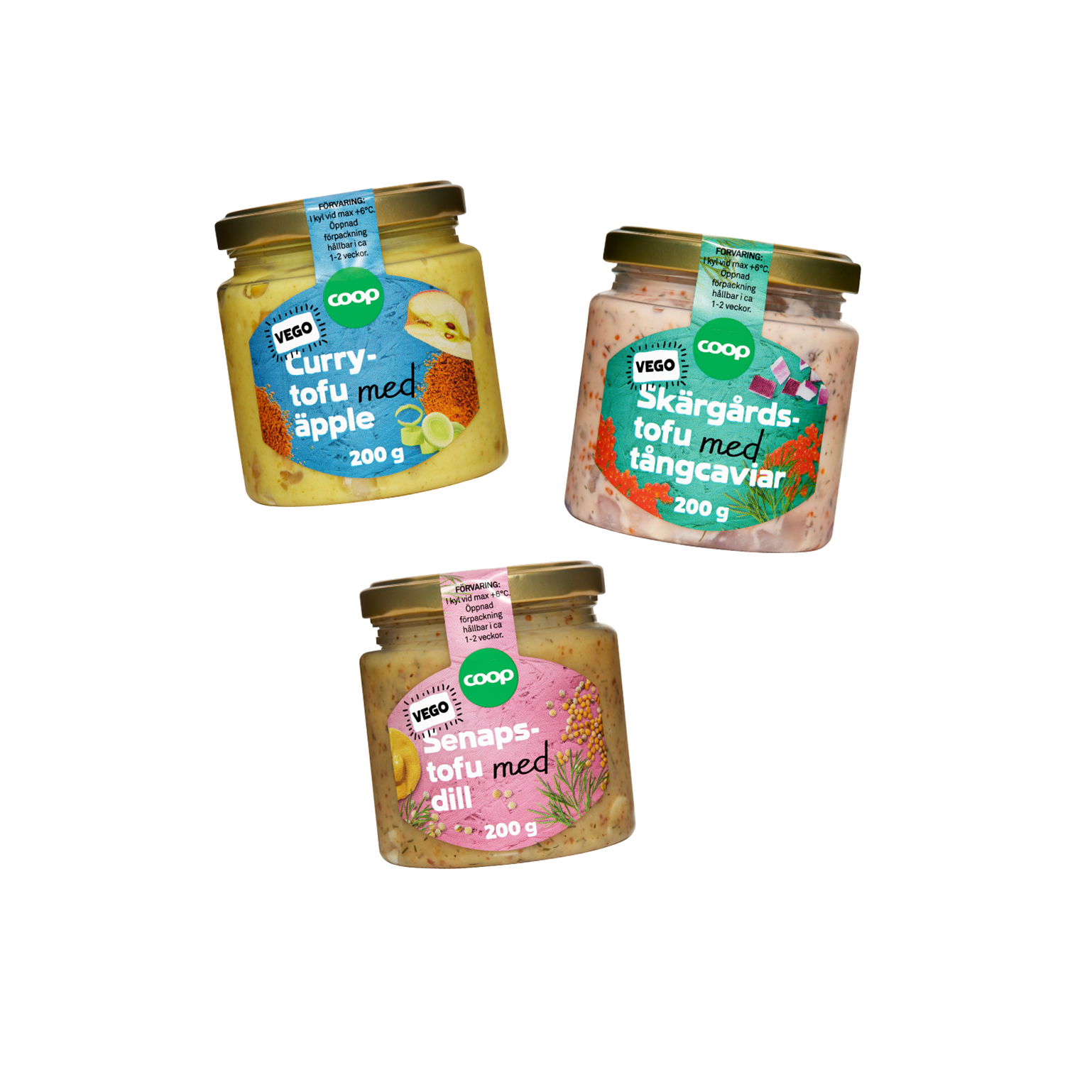 vegansk alternativ till sill från Coop, tre burkar
