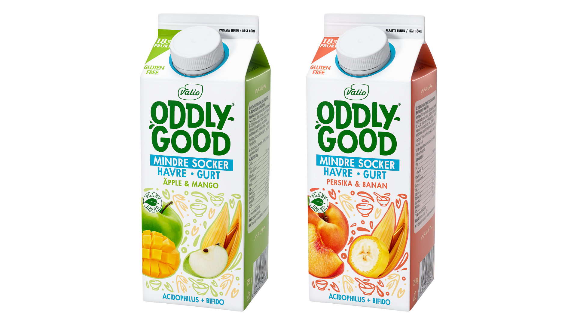 två förpackningar veganskt gurt från Oddlygood