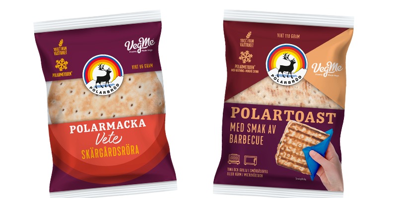 Två förpackningar med veganska polarmackor