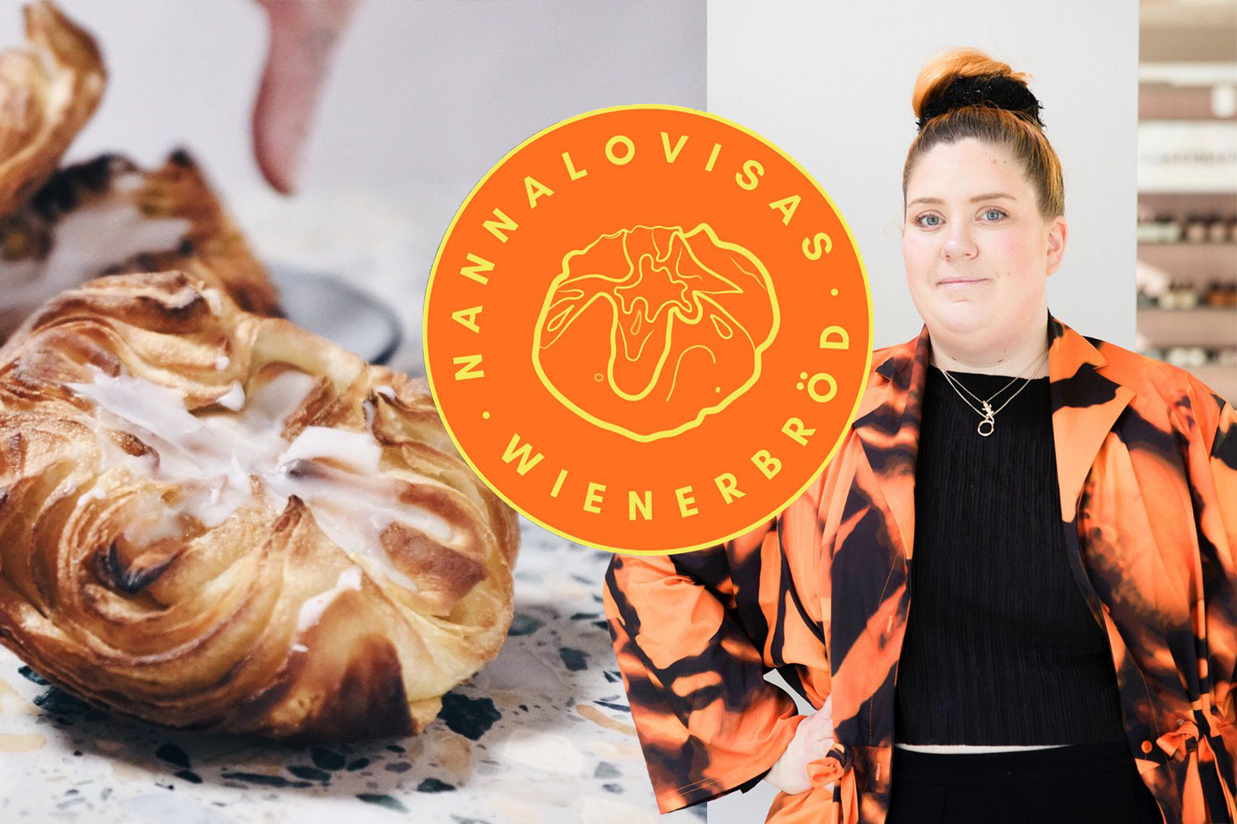 Foto: Jasmin Jahja Till vänster det kända wienerbrödet från Ystad till höger skaparen Nannalovisa Jönsson