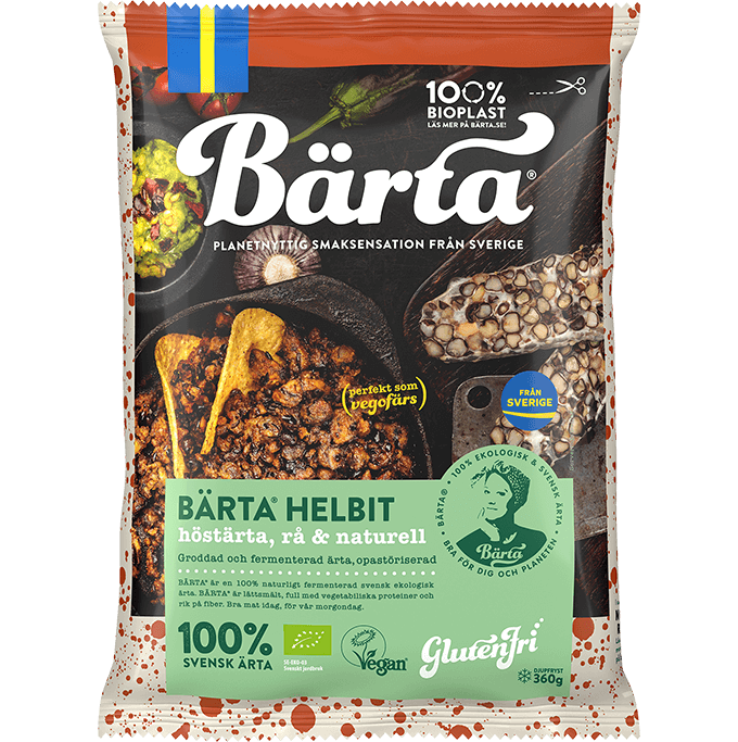 Bärta Helbit, Höstärta, rå & naturell, i förpackning.