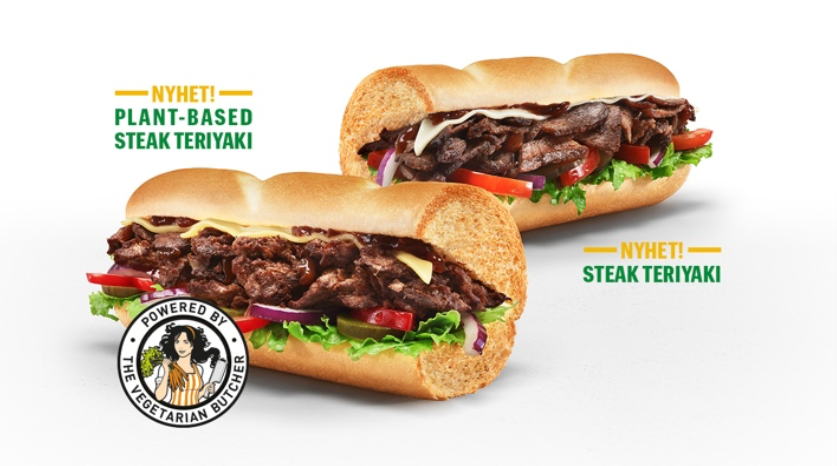 Produktfoto: Subway Två teryakisubs från Subway mot en vit bakgrund
