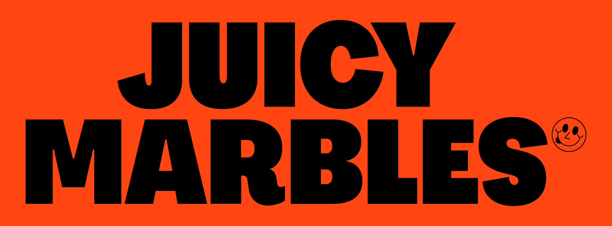Produktfoto: Juicy Marbles Juicy Marbles logga mot en orange bakgrund