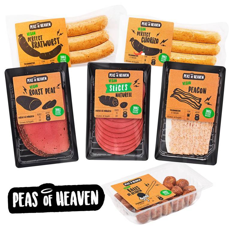 Gruppbild för 6 olika produkter från peas of heaven