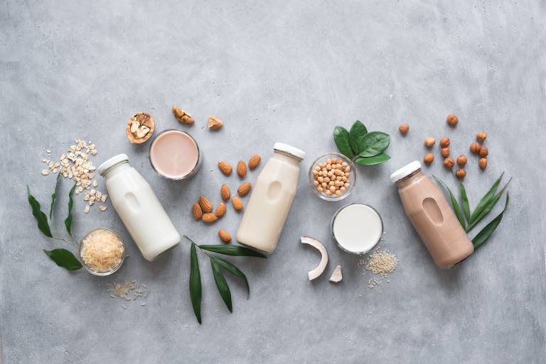 Veganska mjölkdrycker av olika spannmål, nötter och frön