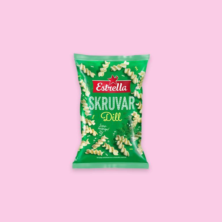 en påse chips mot en ljusrosa bakgrund