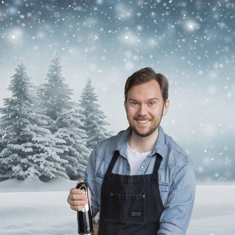 Gustav Jävligt Gott Johansson mot en vintrig bakgrund