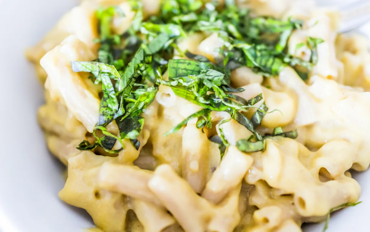 Bild på gräddig pastarätt