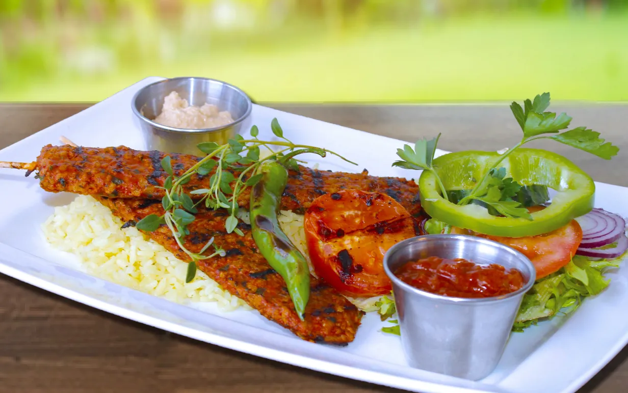 Vegansk souvlaki från Grekiska grill och bar