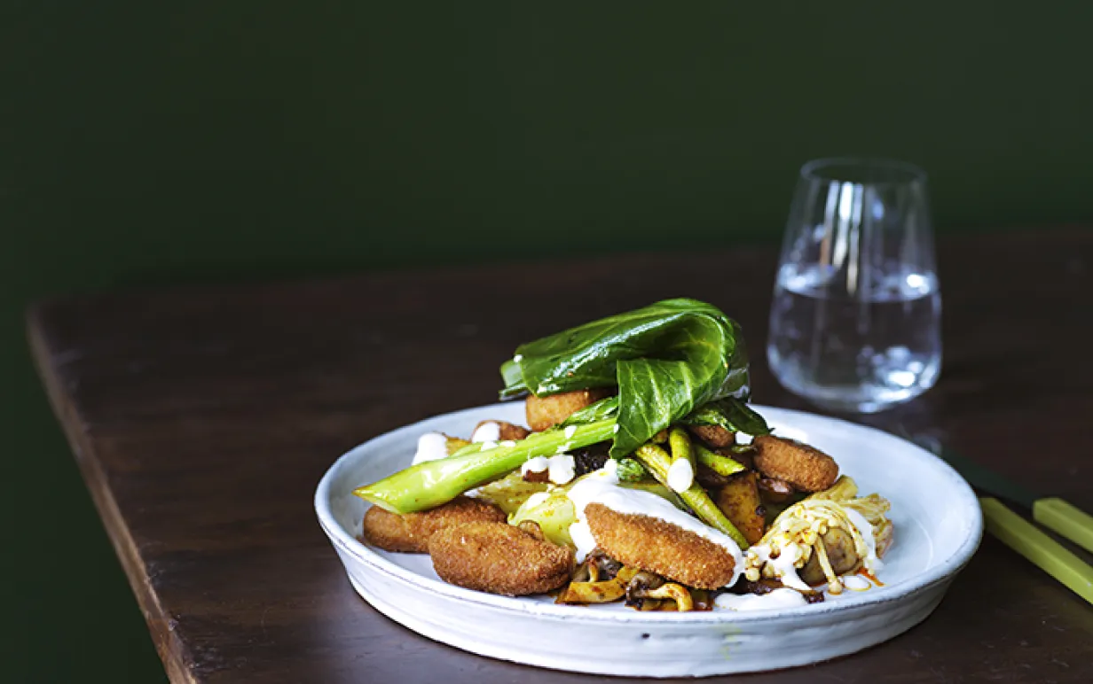 Veganska nuggets från anamma på en tallrik