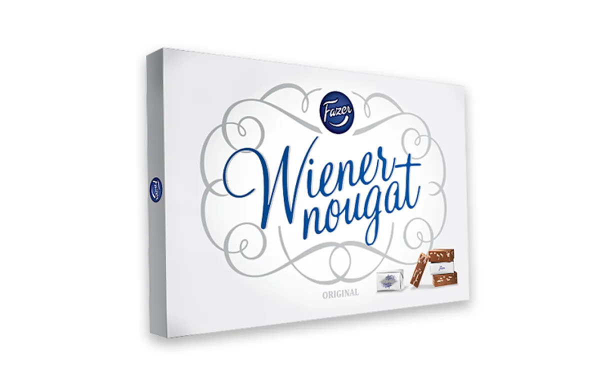 Vit chokladask mot en vit bakgrund