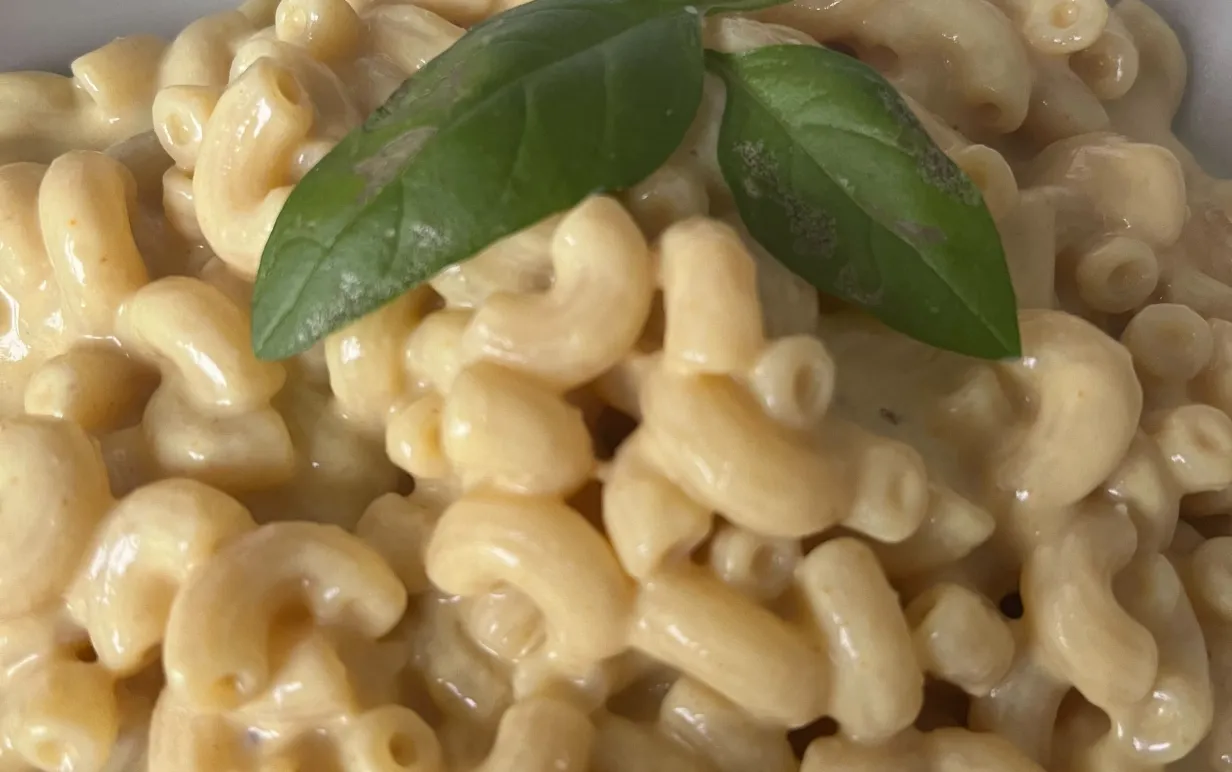 Pasta i en vit tallrik