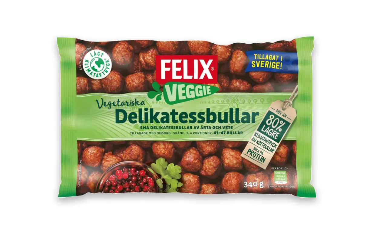 en påse vegobullar mot en vit bakgrund