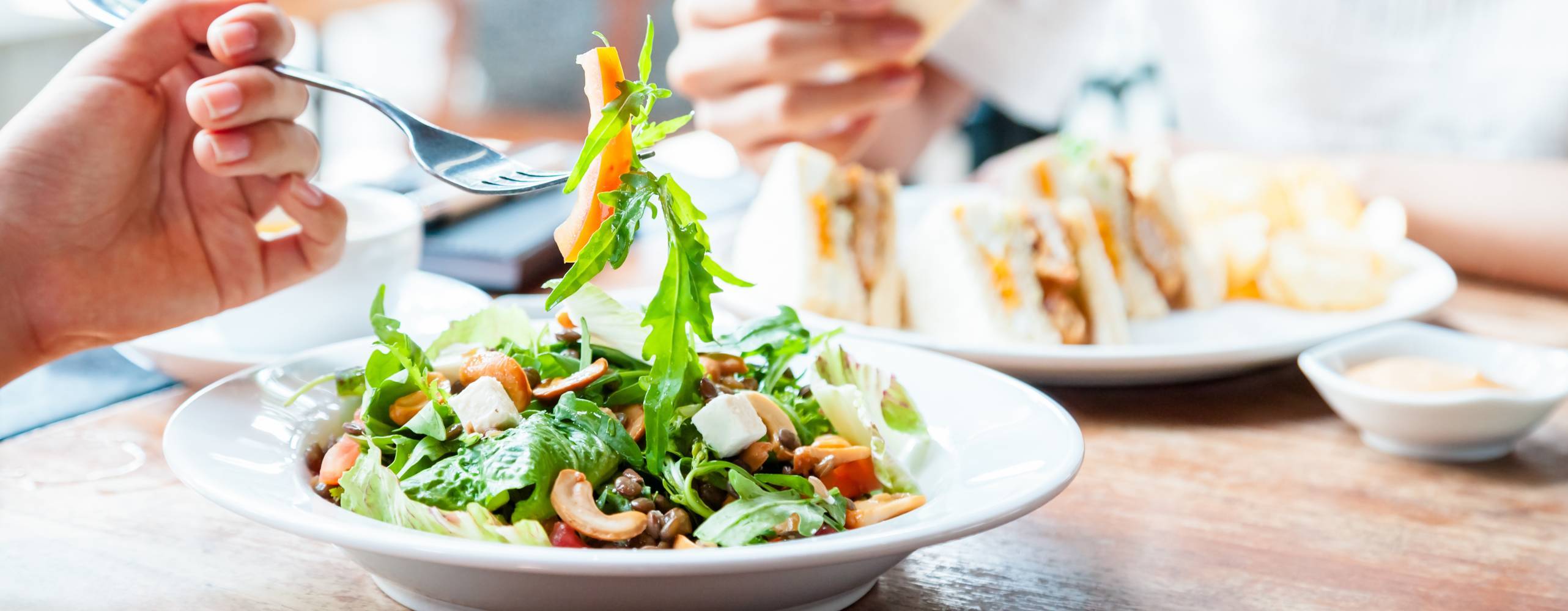 Shutterstock EM Karuna Bild på tallrik med sallad och en person som håller i en gaffel