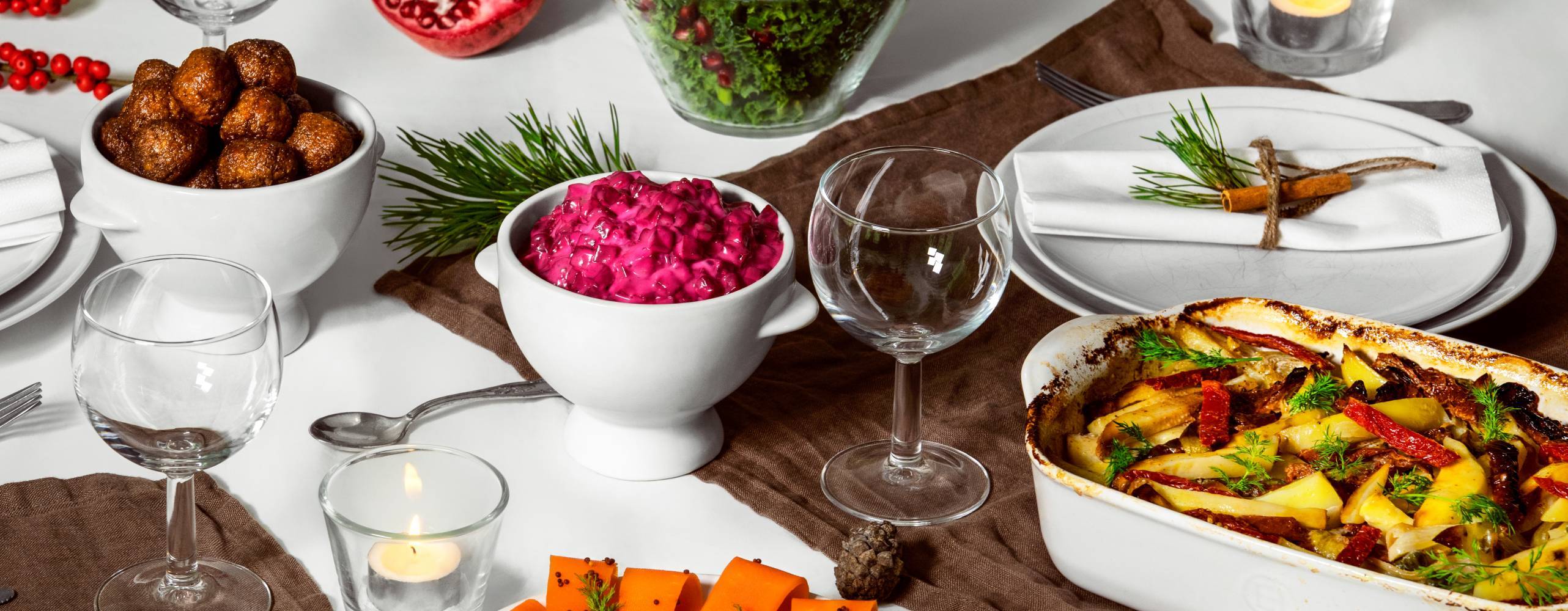 Bild på ett veganskt julbord.