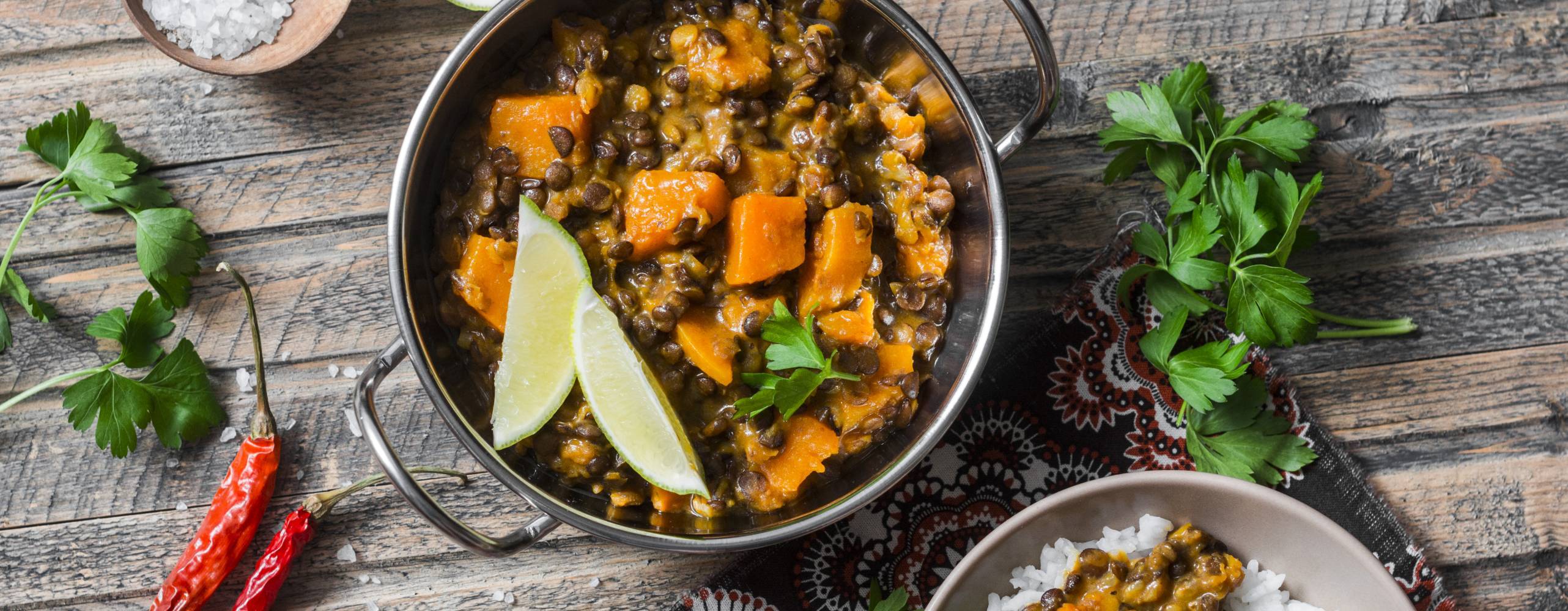 Bild tagen ovanifrån på en gryta