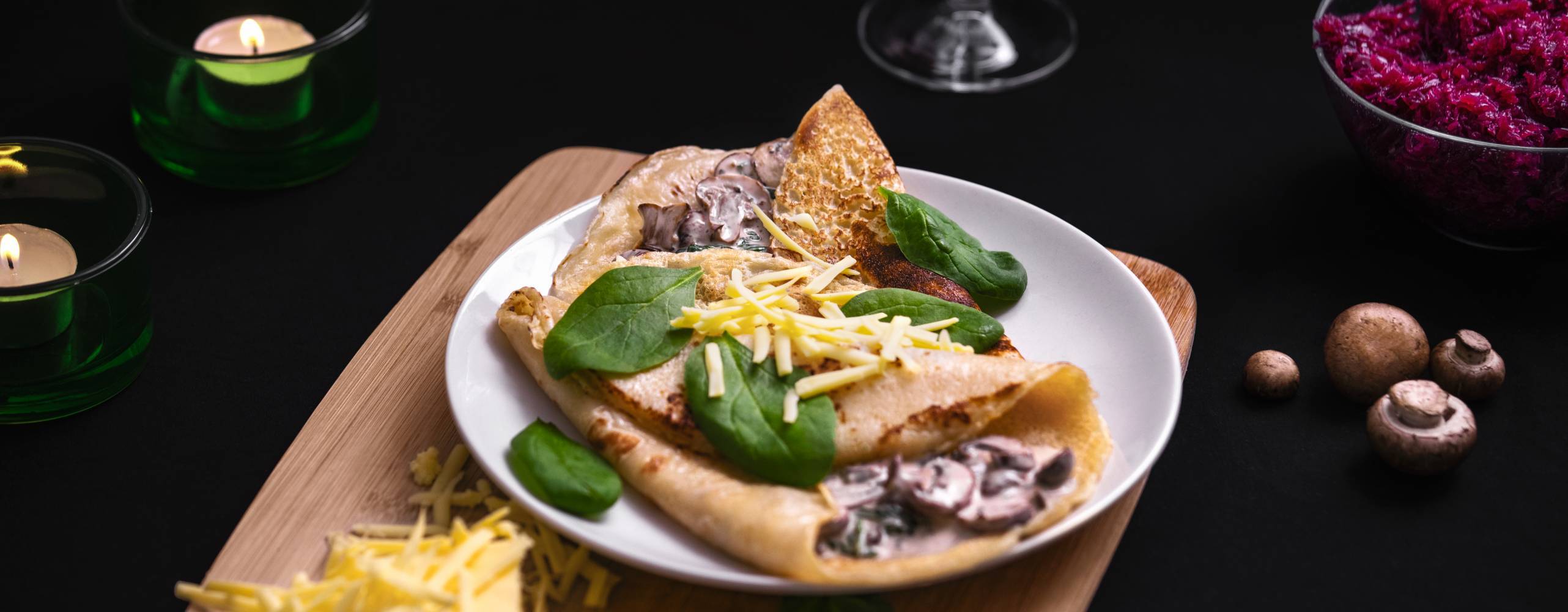 Veganska svampfyllda crêpes