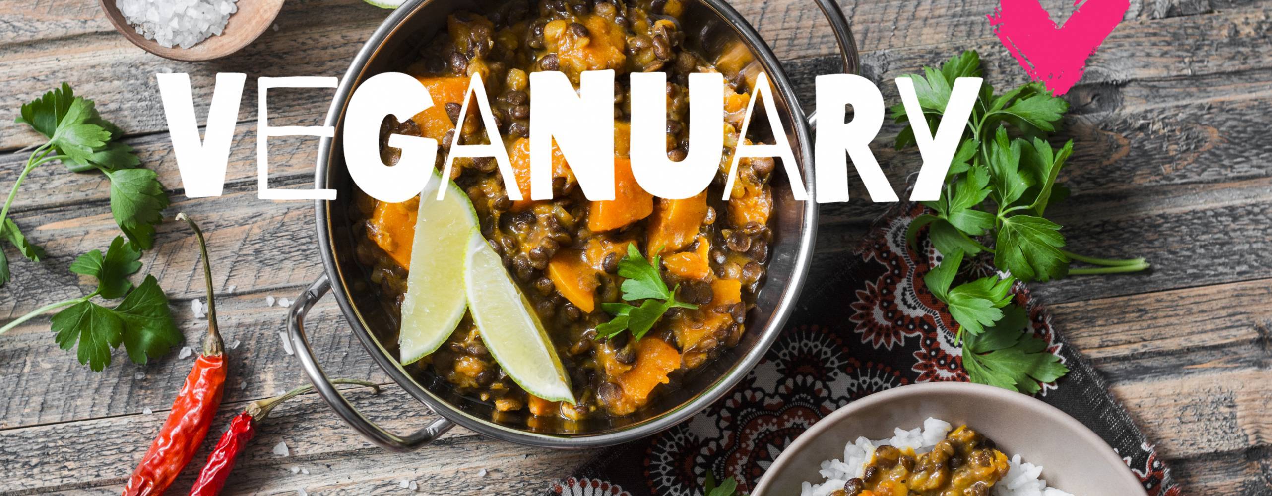 Vegansk currygryta med Veganuary loggan på