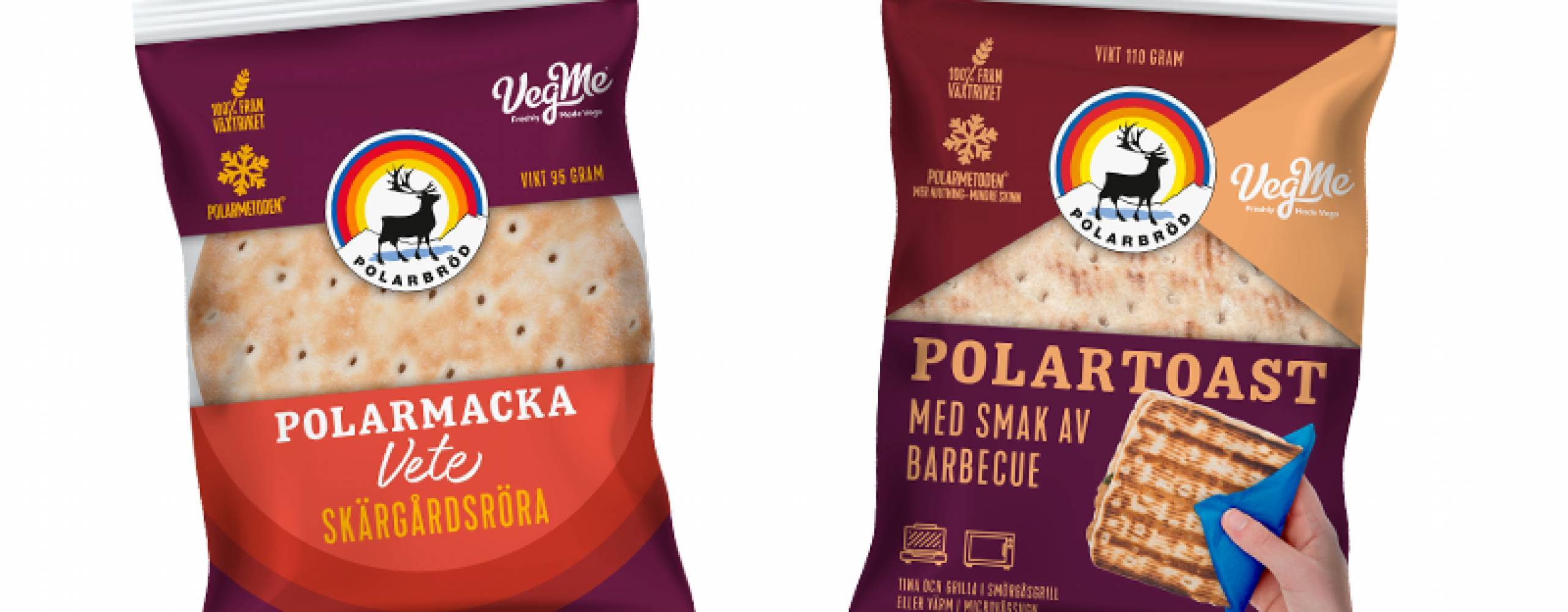 Två förpackningar med veganska polarmackor