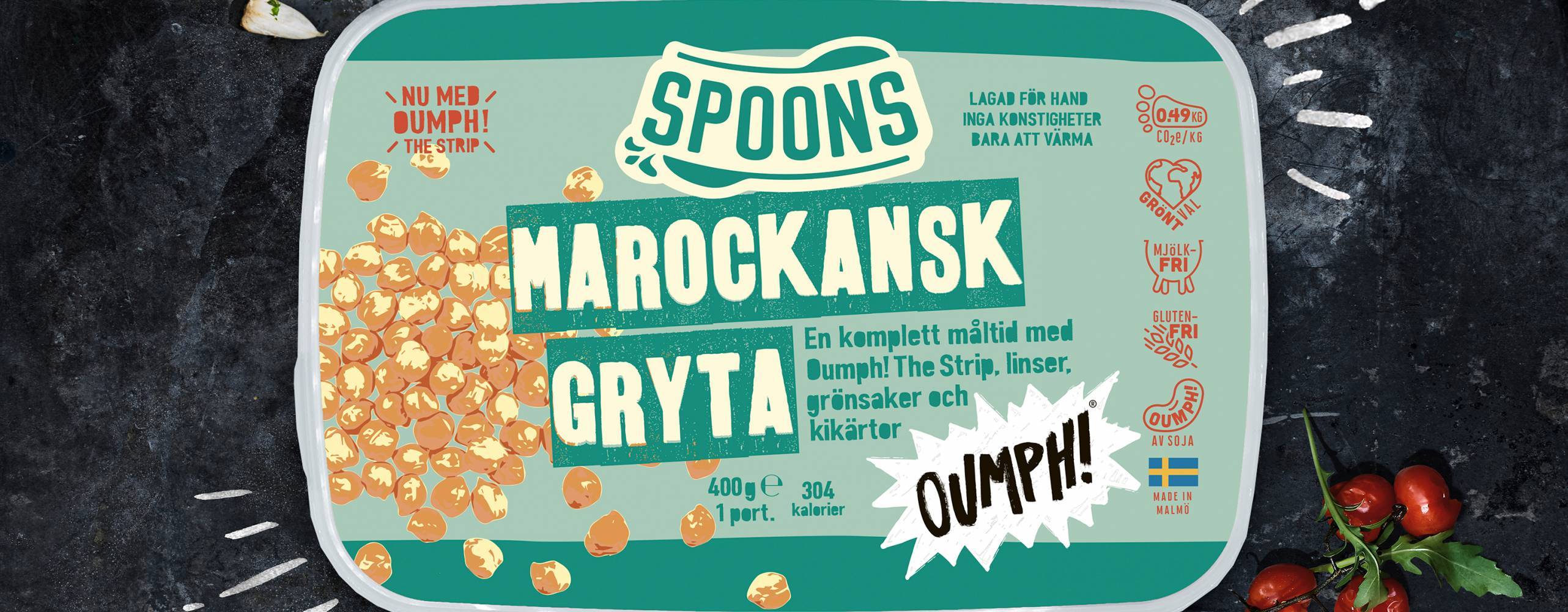 Vegansk soppa från spoons i ett samarbete med Oumph