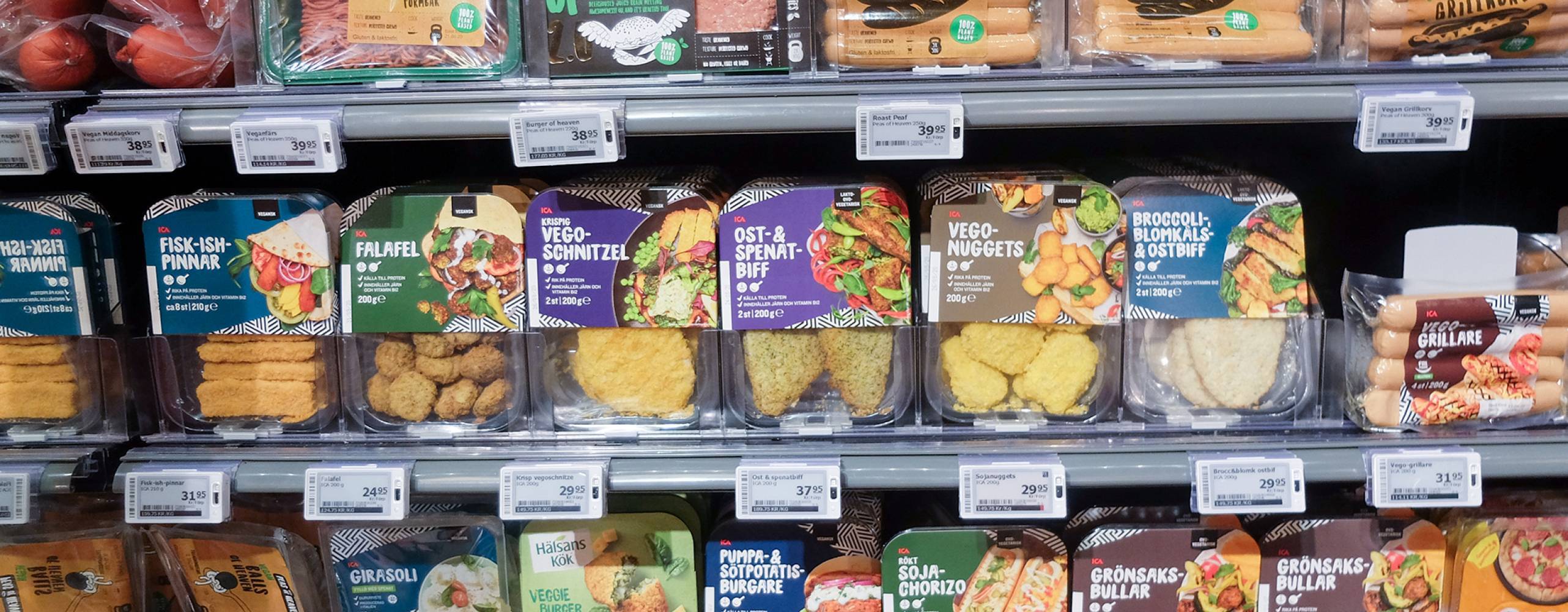 Vegoprodukter i butikshylla