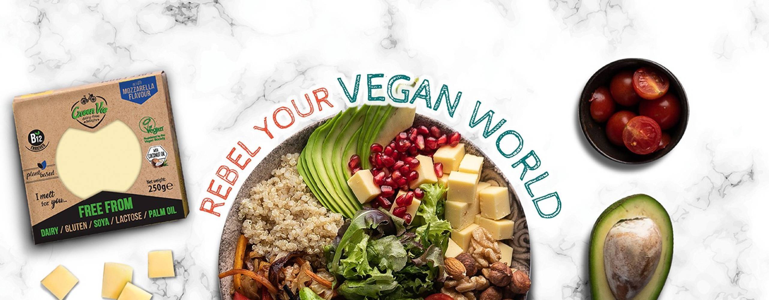 Vegansk ost i en sallad