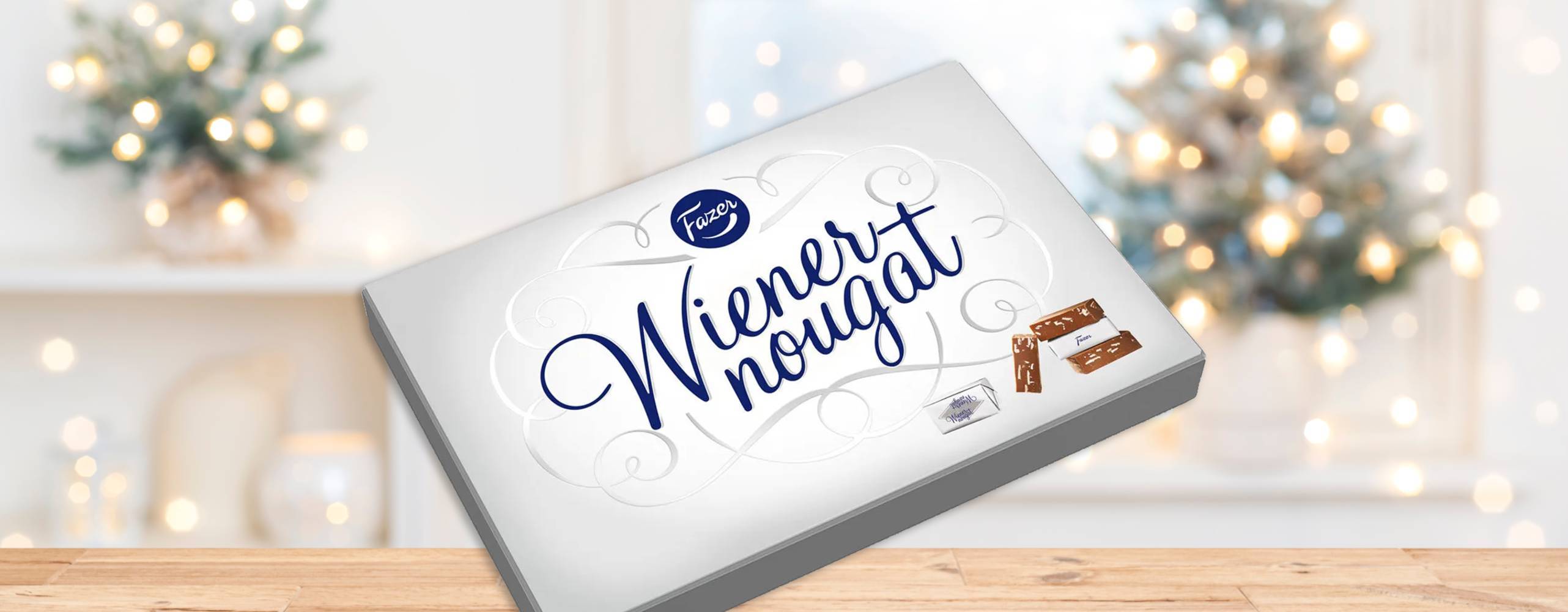 En ask nougat mot en julig bakgrund